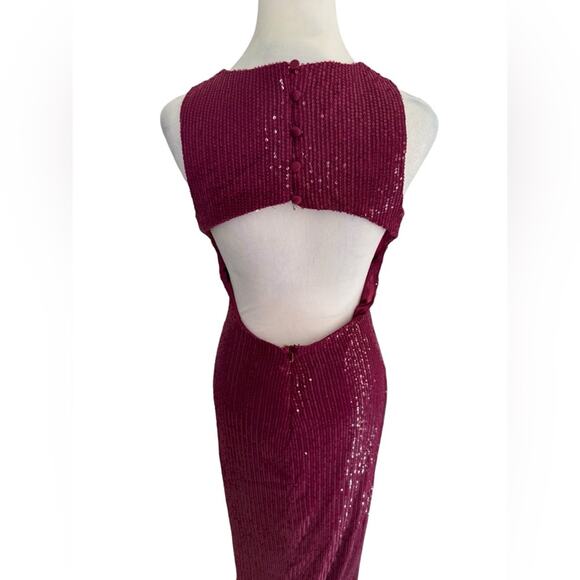 Alamour The Label Gown Dress Wedding Guest Magenta Sequin Glam Formal Prom Sz L - Picture 6 of 16